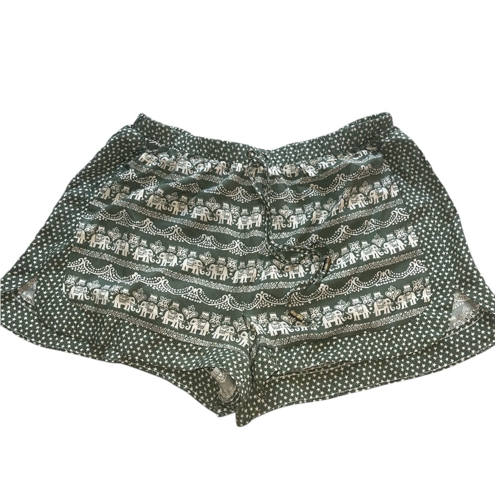2/$12 Green Elephant Print Short Shorts